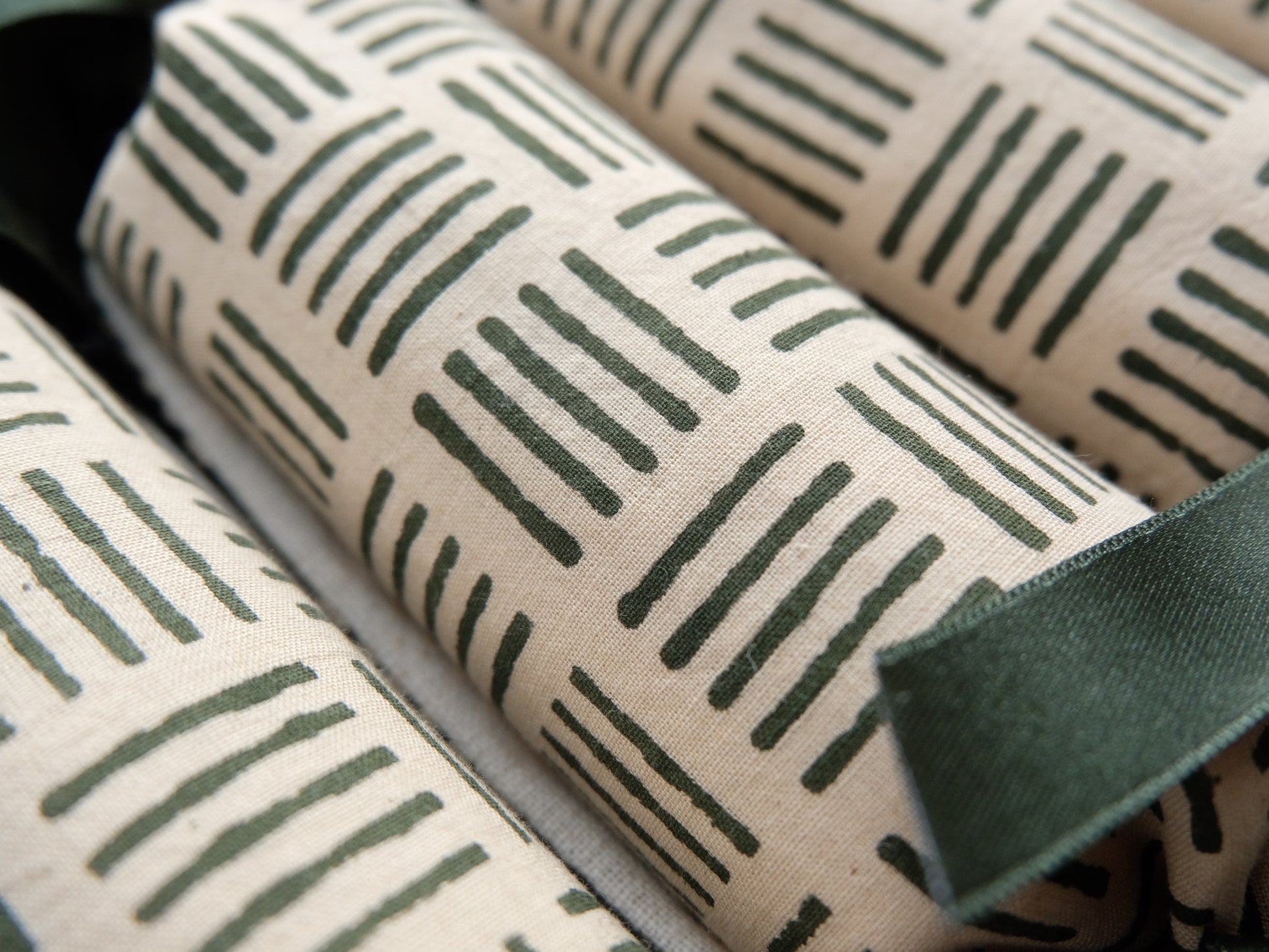 close up of field print fabric on our luxury Christmas crackers 